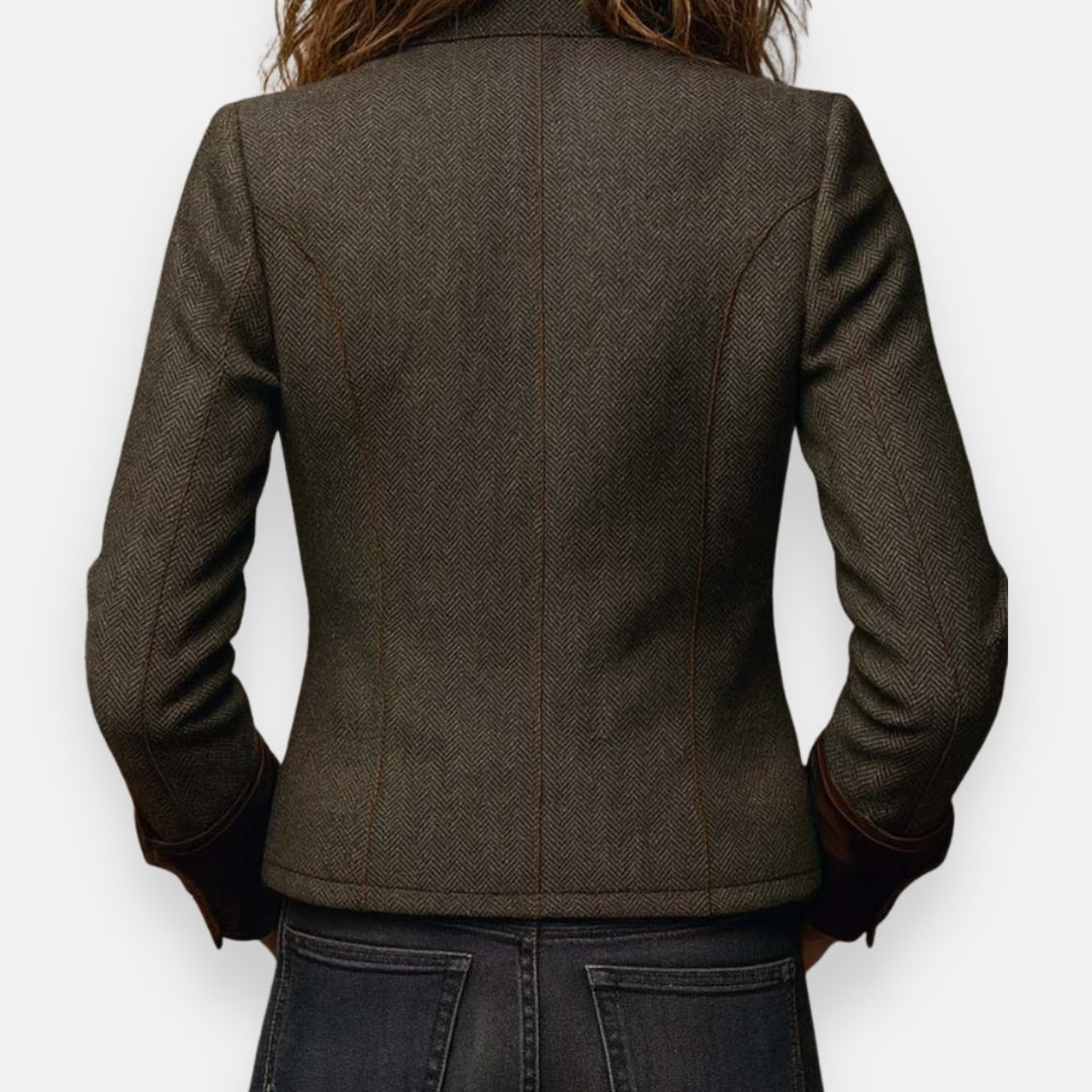 Darmae™ – Elegant tweed jacket with velvet details