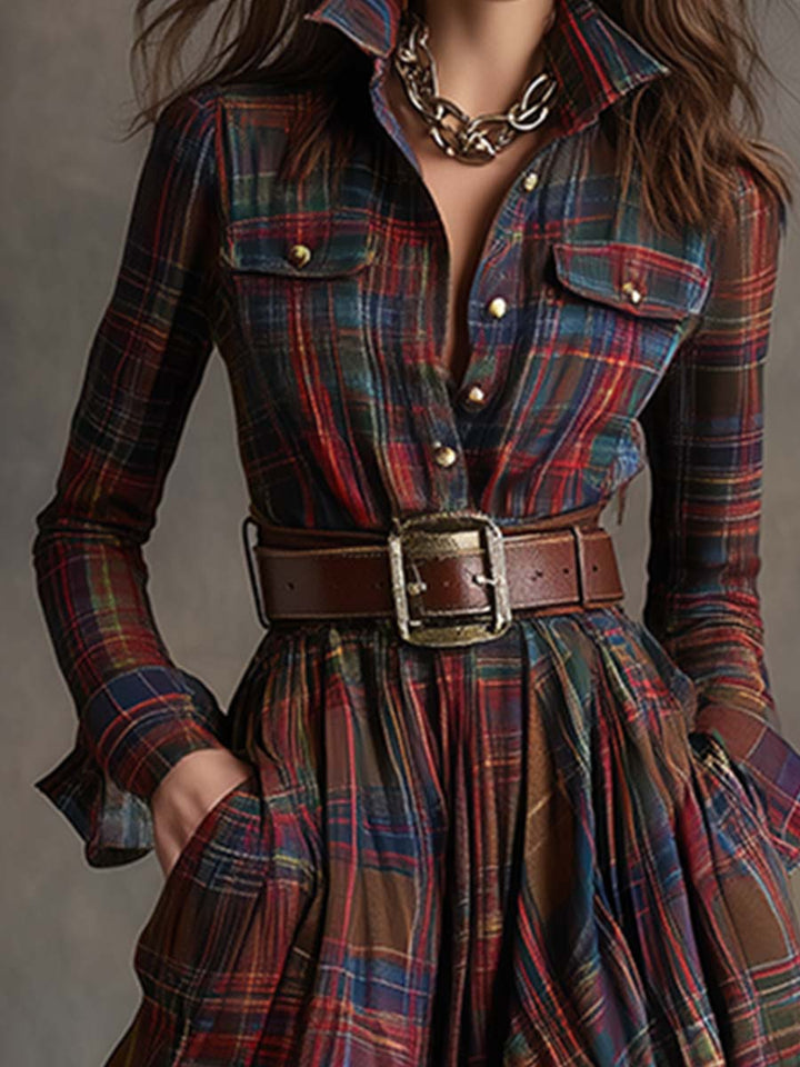 Giulietta – Maxi Checked Shirt Dress with Belt